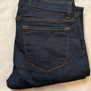 J Brand Denim Pencil Leg Jeans in Blue with Gold Stitching
